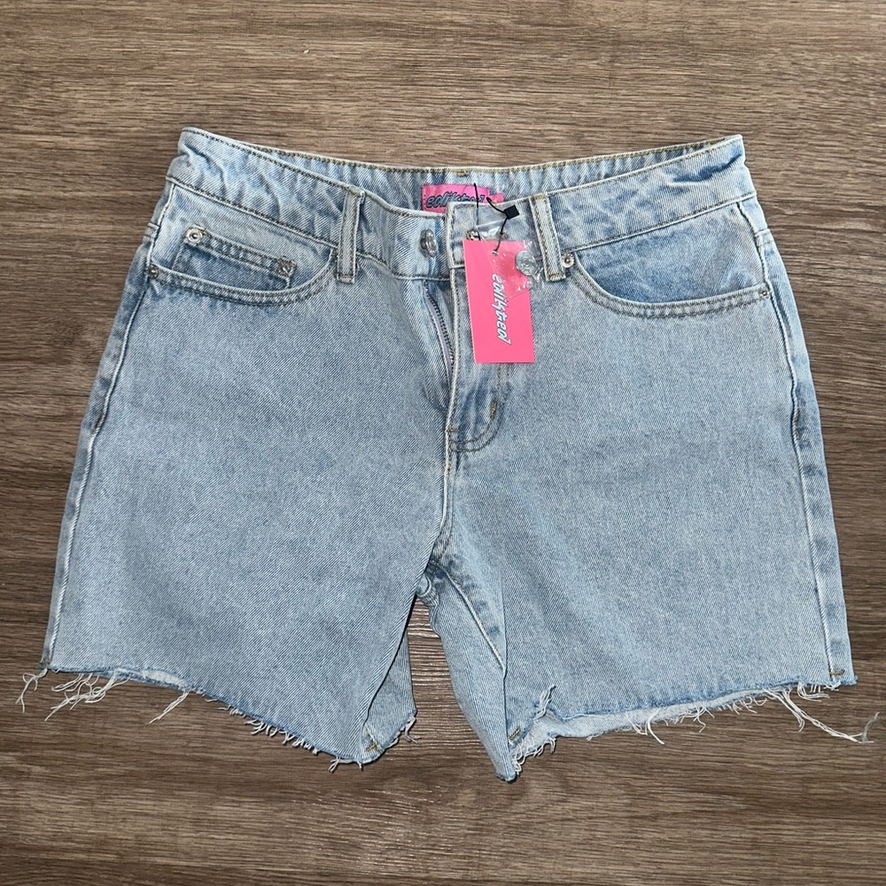 Edikted Light Blue Jean Shorts